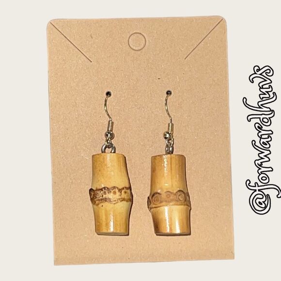 Bundle Sale 3 for $15 | Bamboo Wood Dangle Earrings - Picture 4 of 8